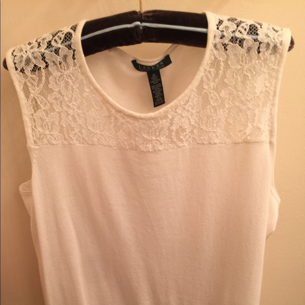 Ralph Lauren sleeveless sweater with lace inset